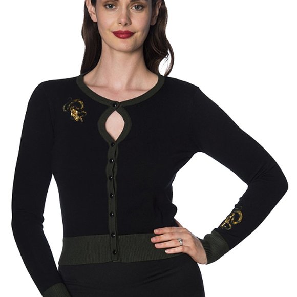 LG Serpent Embroidery Dark Academia Retro Cardigan Gothic Slytherin Hot Topic - Picture 1 of 6